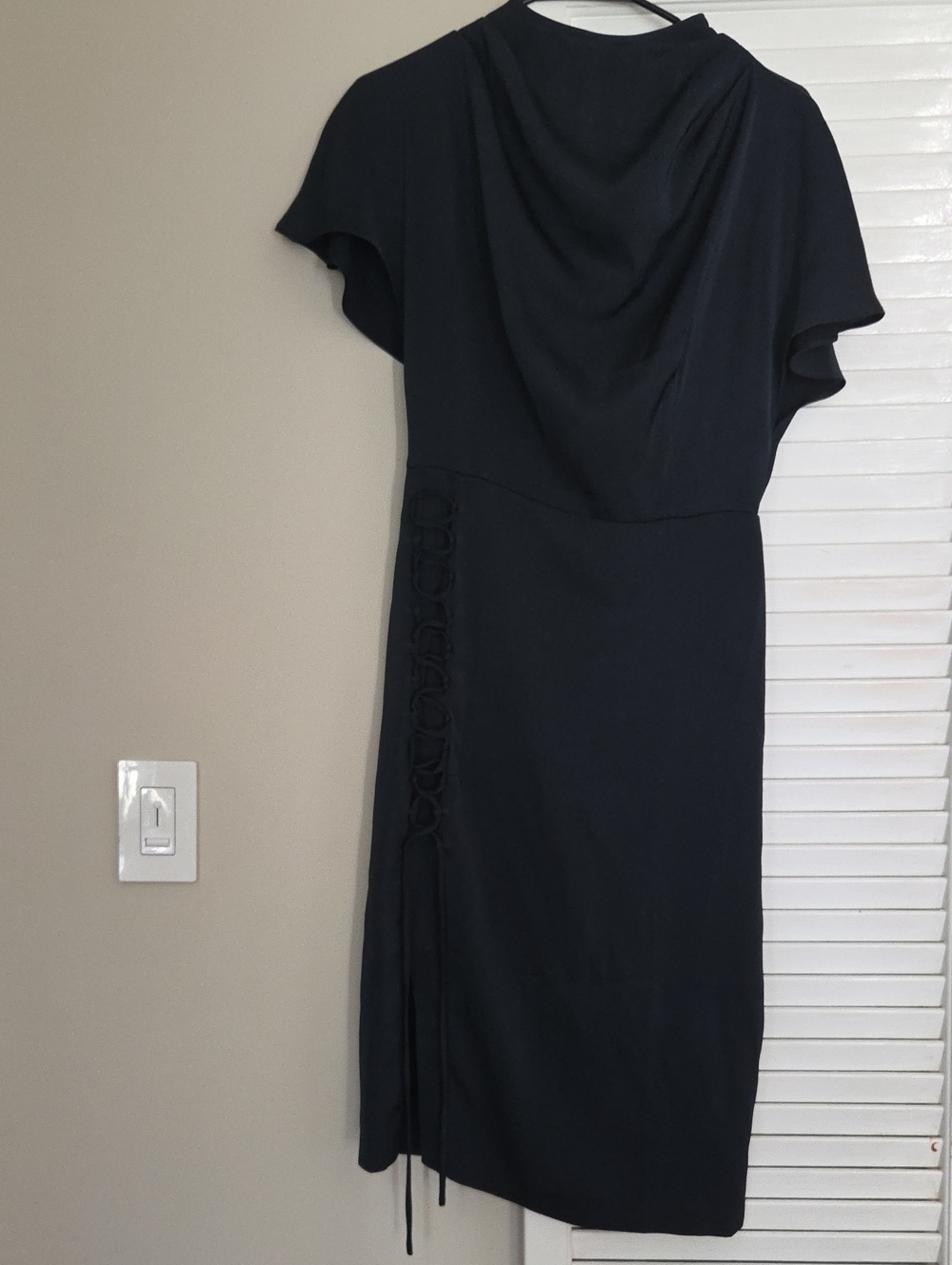 Dark Blue Women's Drape Neck Sheath Dress